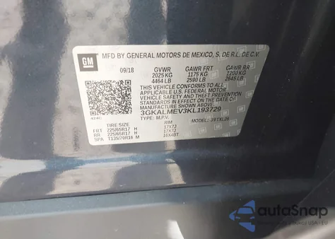 2019 GMC Terrain Sle from USA, damaged, VIN 3GKALMEV3KL193729